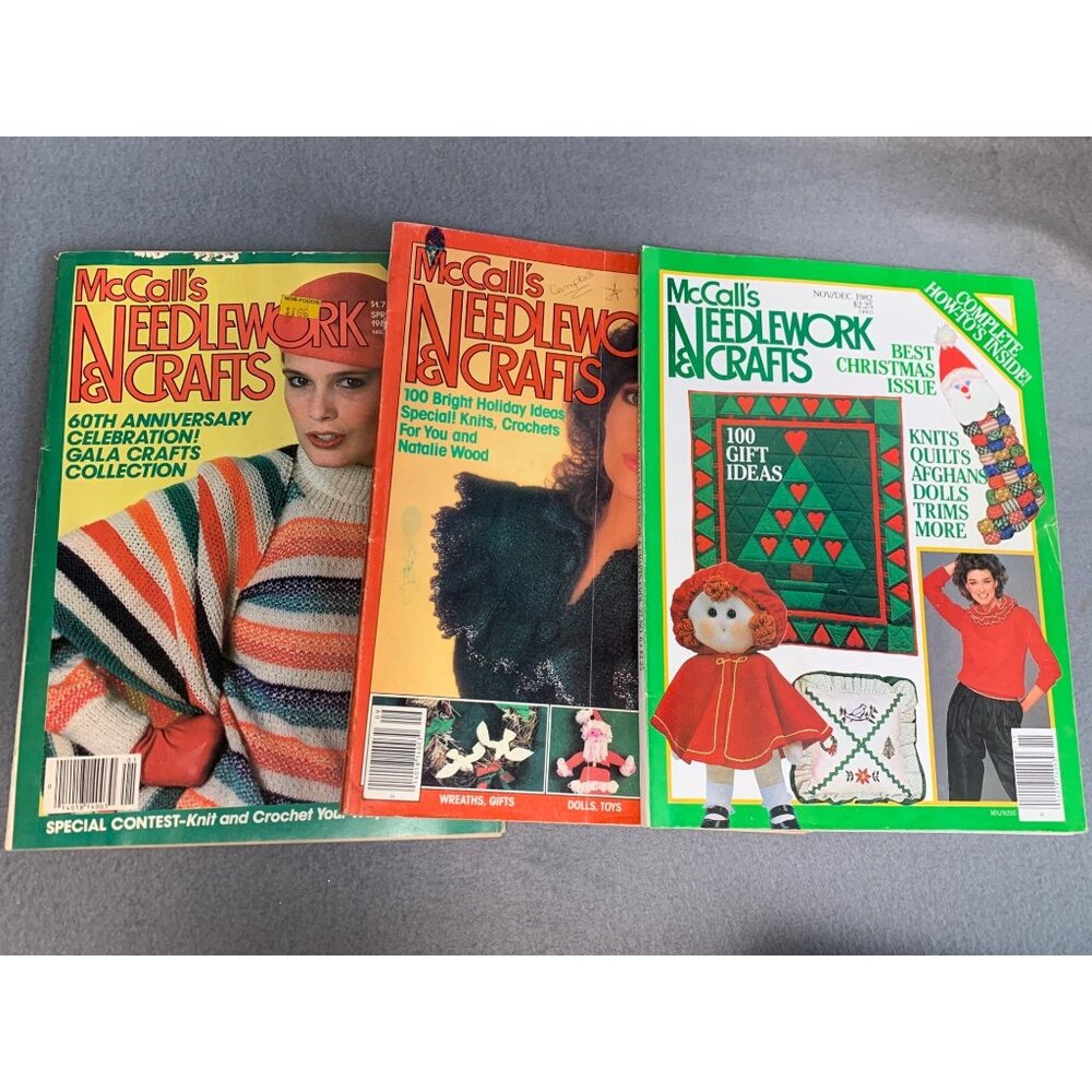 McCall's Needlework & Crafts Magazine Lot  3 Issues  Vintage Christmas 1980s
